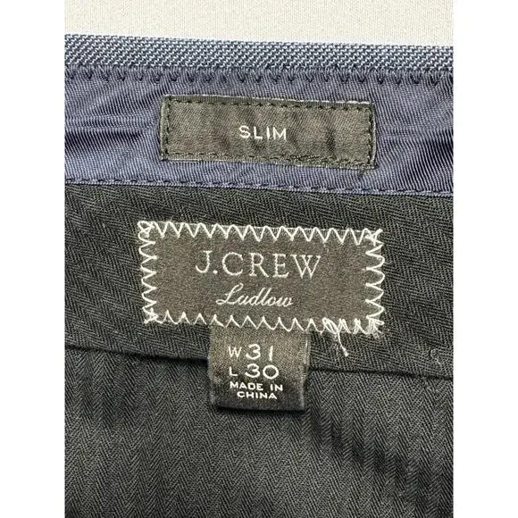 J. Crew Men's Ludlow Slim Tapered Leg Blue Wool Dress Pants - 31x30 (33x27.5) - Picture 3 of 5